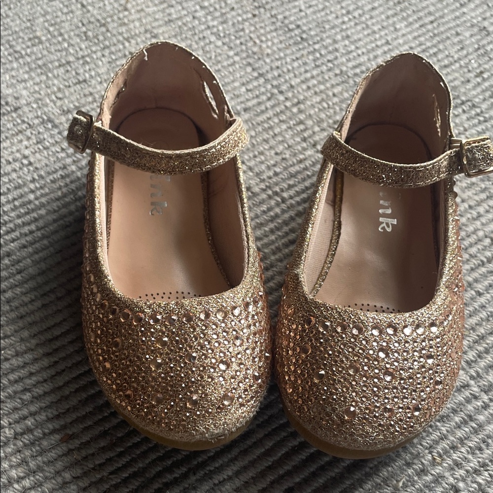 Link Sparkling Gold Kids Dress Shoes